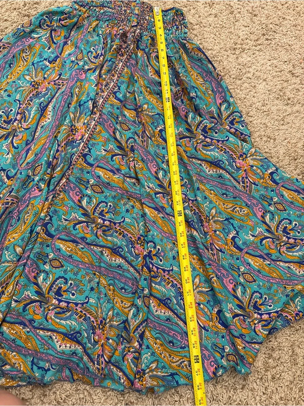 Bohemian Wide-Leg silky Paisley Palazzo Pants one size